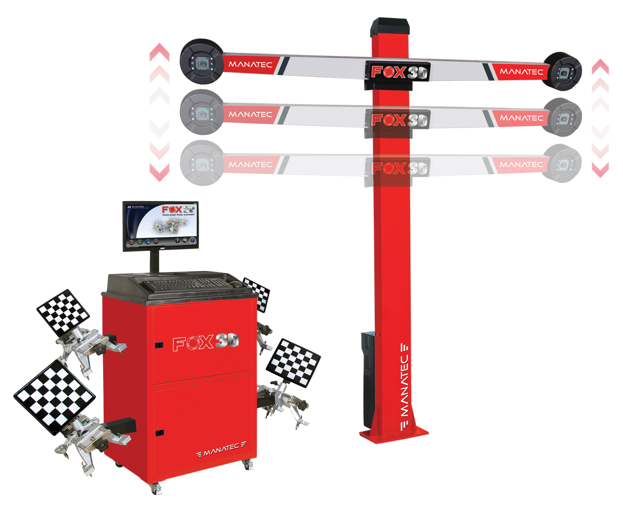 Manatec FOX-3D-AUTOBOOM-XC – Portable 3D Wheel Alignment Machine for Lift Applications