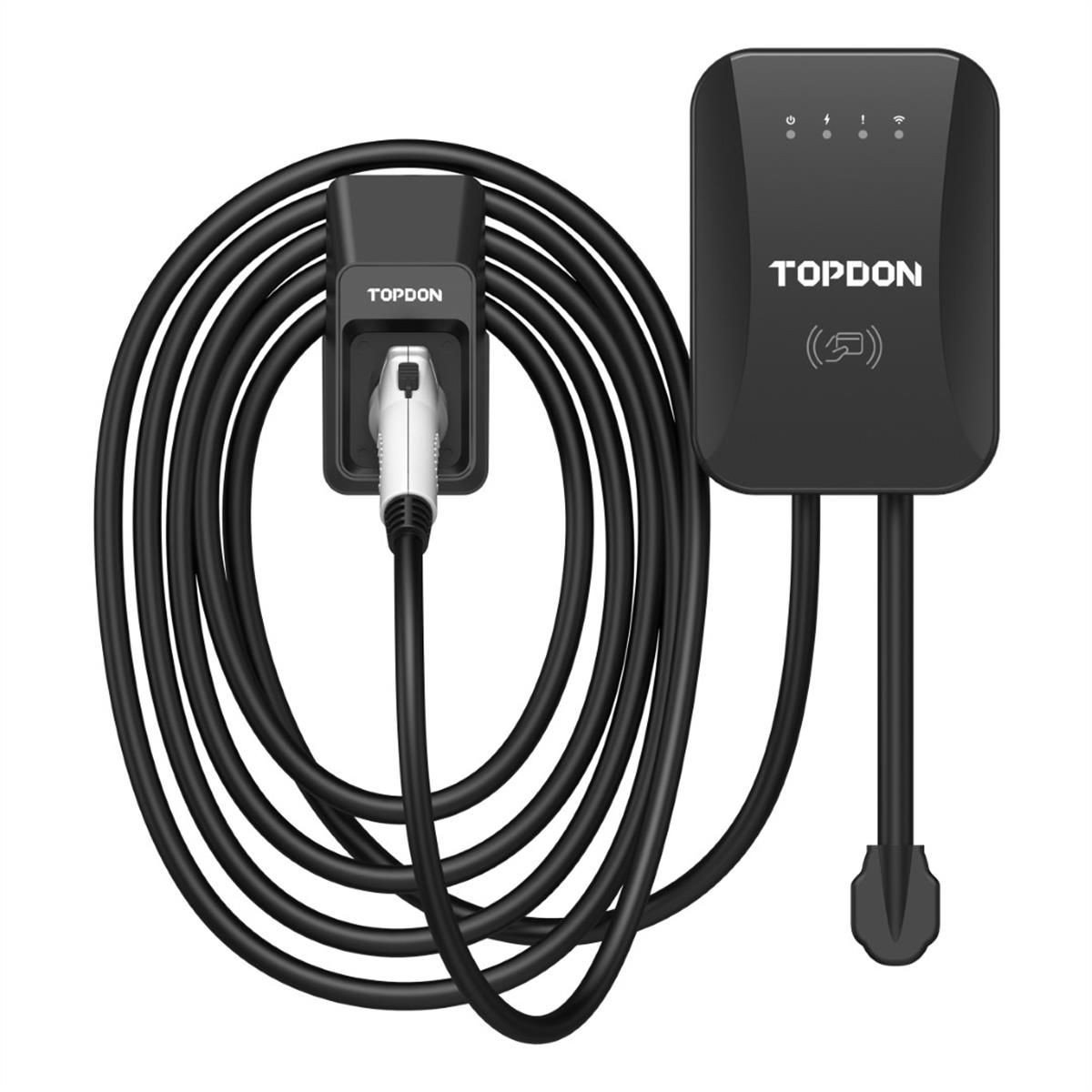 Topdon PulseQ AC Home EV Charger 25FT – 40A Level 2 EV Charger w/25FT Cable J1772 Plug, RFID Mode