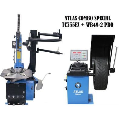Atlas Equipment TC755EZ Rim Clamp Tire Changer + WB49-2 Wheel Balancer Combo Package